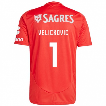 Kandiny Enfant Maillot Luka Velickovic #1 Rouge Blanc Tenues Domicile 2024/25 T-Shirt