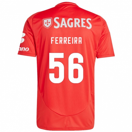 Kandiny Enfant Maillot Martim Ferreira #56 Rouge Blanc Tenues Domicile 2024/25 T-Shirt