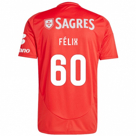 Kandiny Enfant Maillot Nuno Félix #60 Rouge Blanc Tenues Domicile 2024/25 T-Shirt