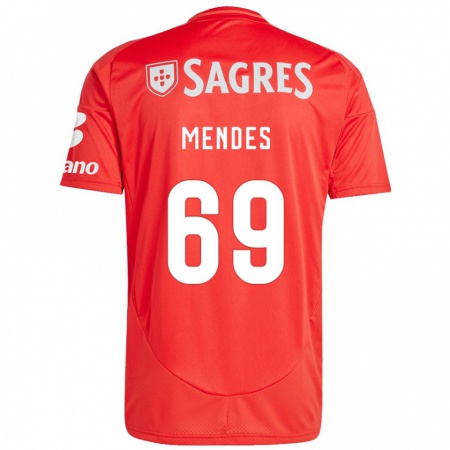 Kandiny Enfant Maillot Vladimir Mendes #69 Rouge Blanc Tenues Domicile 2024/25 T-Shirt