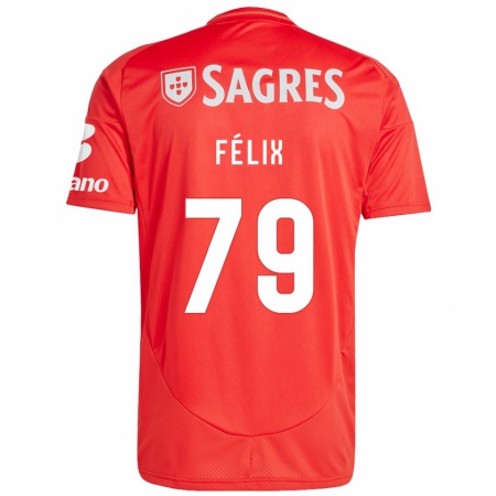 Kandiny Enfant Maillot Hugo Félix #79 Rouge Blanc Tenues Domicile 2024/25 T-Shirt