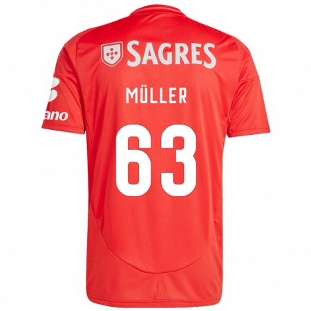 Kandiny Enfant Maillot José Müller #63 Rouge Blanc Tenues Domicile 2024/25 T-Shirt