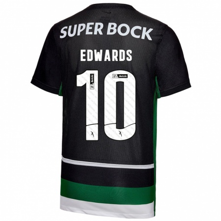 Kandiny Enfant Maillot Marcus Edwards #10 Noir Blanc Vert Tenues Domicile 2024/25 T-Shirt