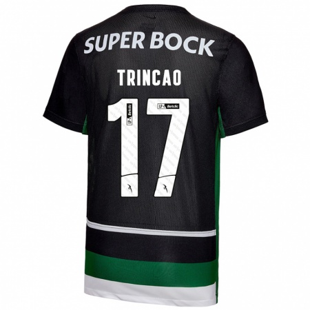 Kandiny Enfant Maillot Trincão #17 Noir Blanc Vert Tenues Domicile 2024/25 T-Shirt