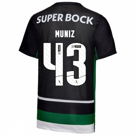 Kandiny Enfant Maillot João Muniz #43 Noir Blanc Vert Tenues Domicile 2024/25 T-Shirt