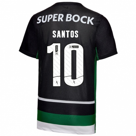 Kandiny Enfant Maillot Guilherme Santos #10 Noir Blanc Vert Tenues Domicile 2024/25 T-Shirt