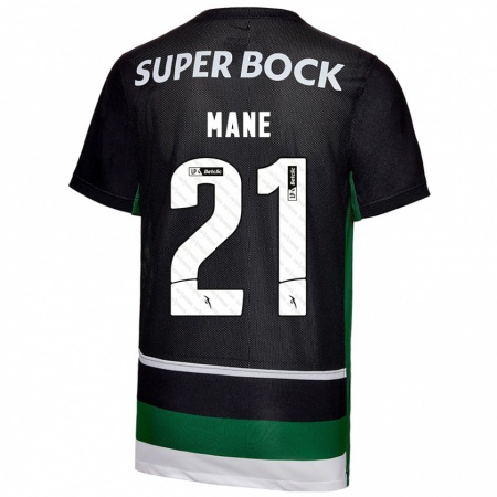 Kandiny Enfant Maillot Isnaba Mané #21 Noir Blanc Vert Tenues Domicile 2024/25 T-Shirt