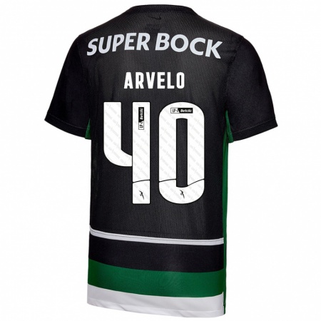 Kandiny Enfant Maillot Adam Arvelo #40 Noir Blanc Vert Tenues Domicile 2024/25 T-Shirt