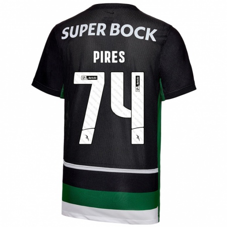 Kandiny Enfant Maillot Guilherme Pires #74 Noir Blanc Vert Tenues Domicile 2024/25 T-Shirt