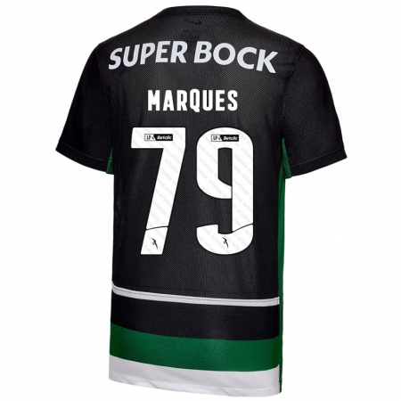 Kandiny Enfant Maillot Rodrigo Marquês #79 Noir Blanc Vert Tenues Domicile 2024/25 T-Shirt