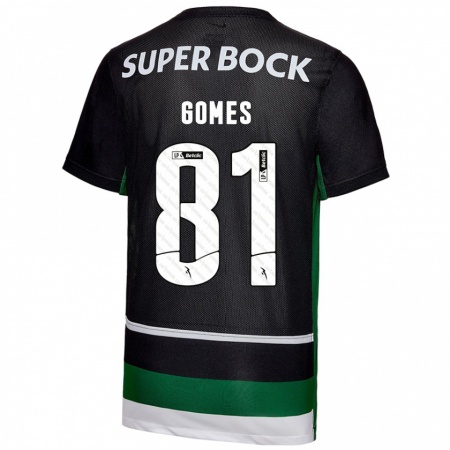 Kandiny Enfant Maillot Salvador Gomes #81 Noir Blanc Vert Tenues Domicile 2024/25 T-Shirt