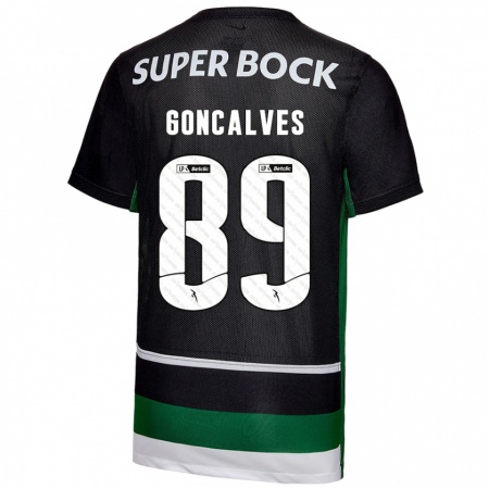 Kandiny Enfant Maillot André Gonçalves #89 Noir Blanc Vert Tenues Domicile 2024/25 T-Shirt