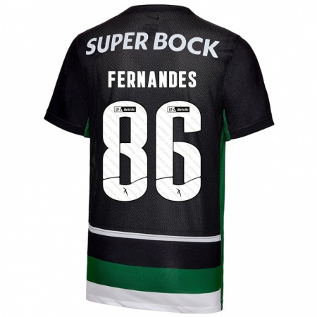 Kandiny Enfant Maillot Emanuel Fernandes #86 Noir Blanc Vert Tenues Domicile 2024/25 T-Shirt