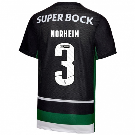 Kandiny Enfant Maillot Andrea Norheim #3 Noir Blanc Vert Tenues Domicile 2024/25 T-Shirt