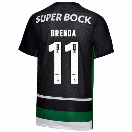 Kandiny Enfant Maillot Brenda Pérez Soler #11 Noir Blanc Vert Tenues Domicile 2024/25 T-Shirt