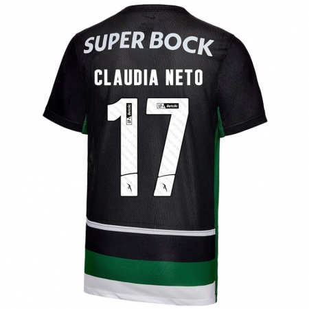 Kandiny Enfant Maillot Cláudia Teresa Pires Neto #17 Noir Blanc Vert Tenues Domicile 2024/25 T-Shirt