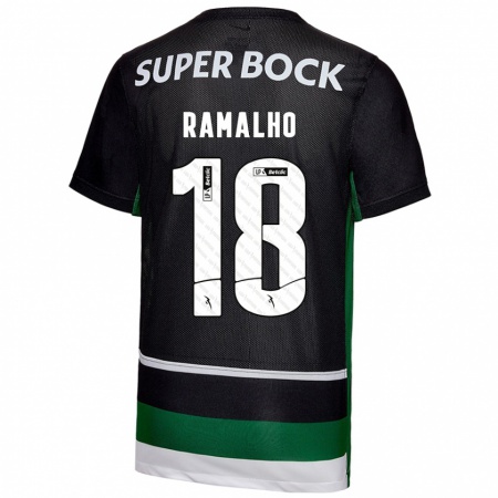 Kandiny Enfant Maillot Inês Filipa Ramalho Gonçalves #18 Noir Blanc Vert Tenues Domicile 2024/25 T-Shirt