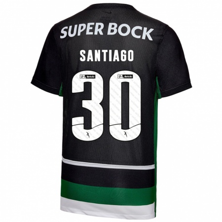 Kandiny Enfant Maillot Carolina Santiago #30 Noir Blanc Vert Tenues Domicile 2024/25 T-Shirt