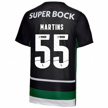 Kandiny Enfant Maillot Carolina Martins #55 Noir Blanc Vert Tenues Domicile 2024/25 T-Shirt