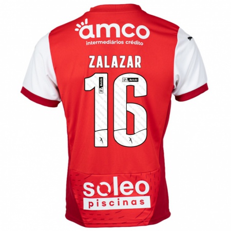 Kandiny Enfant Maillot Rodrigo Zalazar #16 Rouge Blanc Tenues Domicile 2024/25 T-Shirt