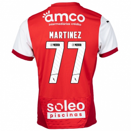 Kandiny Enfant Maillot Gabri Martínez #77 Rouge Blanc Tenues Domicile 2024/25 T-Shirt