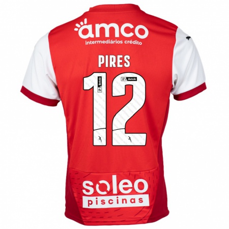 Kandiny Enfant Maillot Hugo Pires #12 Rouge Blanc Tenues Domicile 2024/25 T-Shirt