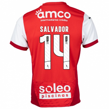 Kandiny Enfant Maillot João Salvador #14 Rouge Blanc Tenues Domicile 2024/25 T-Shirt