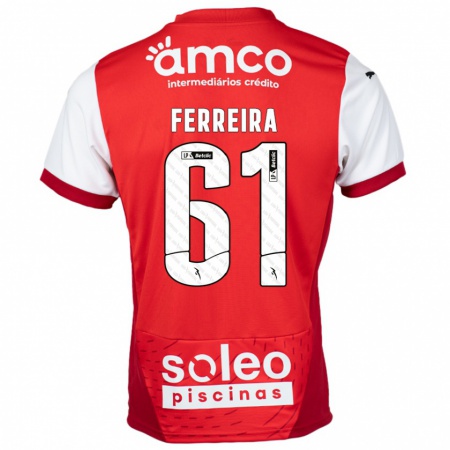 Kandiny Enfant Maillot Tiago Ferreira #61 Rouge Blanc Tenues Domicile 2024/25 T-Shirt