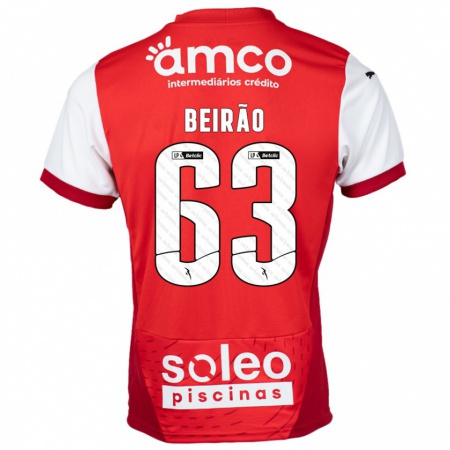 Kandiny Enfant Maillot Rodrigo Beirão #63 Rouge Blanc Tenues Domicile 2024/25 T-Shirt