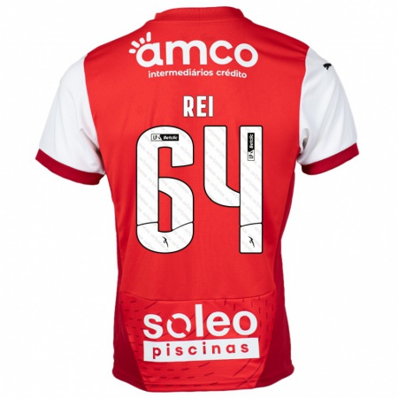 Kandiny Enfant Maillot Ricardo Rei #64 Rouge Blanc Tenues Domicile 2024/25 T-Shirt