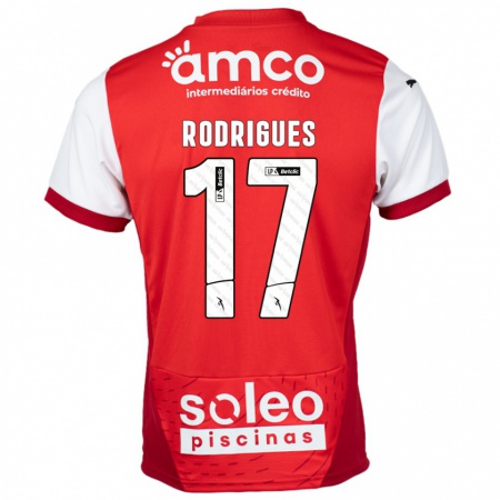 Kandiny Enfant Maillot Tânia Rodrigues #17 Rouge Blanc Tenues Domicile 2024/25 T-Shirt