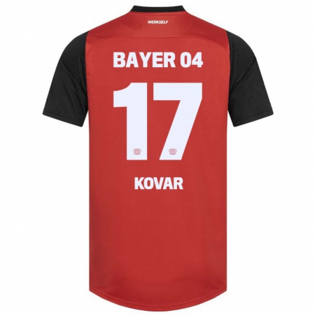 Kandiny Enfant Maillot Matej Kovar #17 Rouge Noir Tenues Domicile 2024/25 T-Shirt