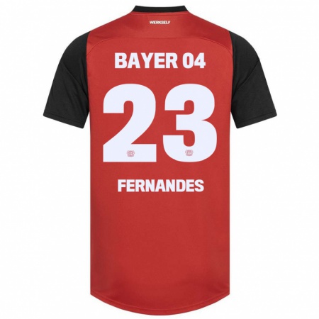 Kandiny Enfant Maillot Tyron Fernandes #23 Rouge Noir Tenues Domicile 2024/25 T-Shirt