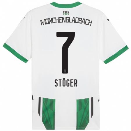 Kandiny Enfant Maillot Kevin Stöger #7 Blanc Vert Tenues Domicile 2024/25 T-Shirt