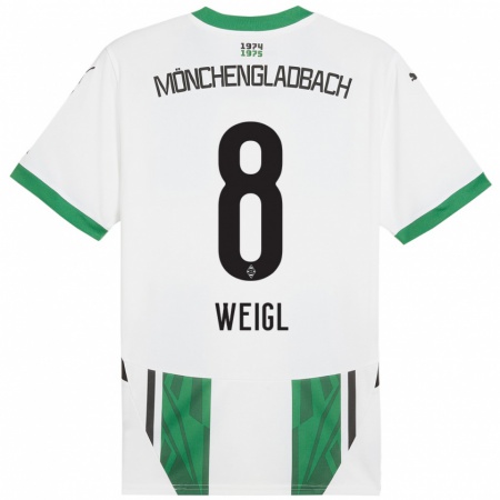 Kandiny Enfant Maillot Julian Weigl #8 Blanc Vert Tenues Domicile 2024/25 T-Shirt