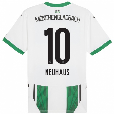 Kandiny Enfant Maillot Florian Neuhaus #10 Blanc Vert Tenues Domicile 2024/25 T-Shirt