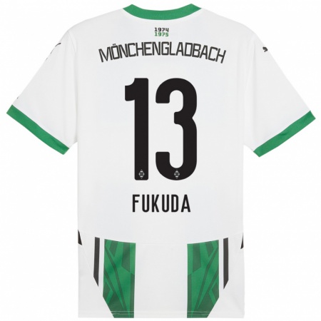 Kandiny Enfant Maillot Shio Fukuda #13 Blanc Vert Tenues Domicile 2024/25 T-Shirt