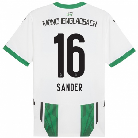 Kandiny Enfant Maillot Philipp Sander #16 Blanc Vert Tenues Domicile 2024/25 T-Shirt