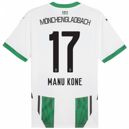 Kandiny Enfant Maillot Manu Koné #17 Blanc Vert Tenues Domicile 2024/25 T-Shirt