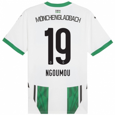 Kandiny Enfant Maillot Nathan Ngoumou #19 Blanc Vert Tenues Domicile 2024/25 T-Shirt