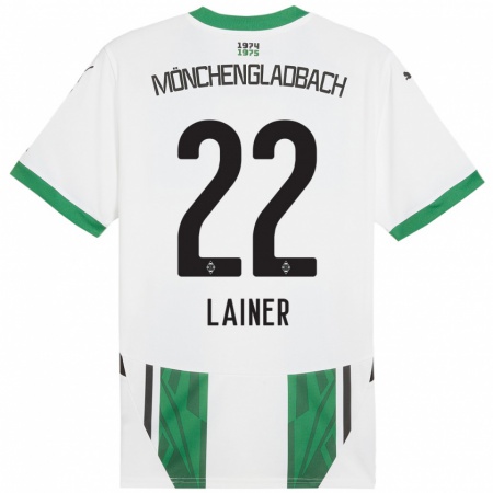 Kandiny Enfant Maillot Stefan Lainer #22 Blanc Vert Tenues Domicile 2024/25 T-Shirt