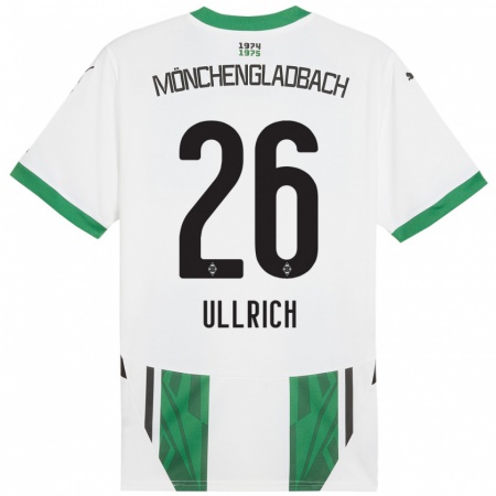 Kandiny Enfant Maillot Lukas Ullrich #26 Blanc Vert Tenues Domicile 2024/25 T-Shirt