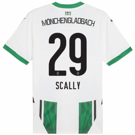 Kandiny Enfant Maillot Joe Scally #29 Blanc Vert Tenues Domicile 2024/25 T-Shirt