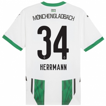 Kandiny Enfant Maillot Charles Herrmann #34 Blanc Vert Tenues Domicile 2024/25 T-Shirt