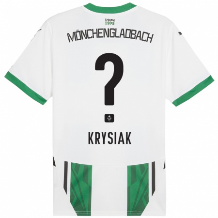 Kandiny Enfant Maillot Bartlomiej Krysiak #0 Blanc Vert Tenues Domicile 2024/25 T-Shirt