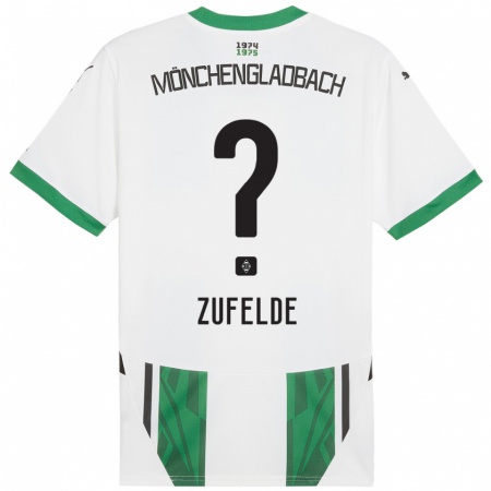 Kandiny Enfant Maillot Isaac Ferreira Zufelde #0 Blanc Vert Tenues Domicile 2024/25 T-Shirt