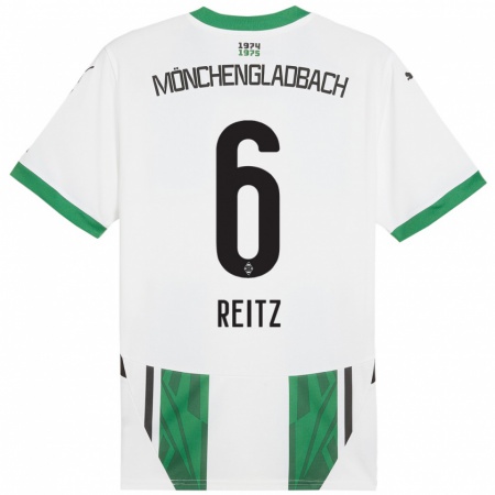 Kandiny Enfant Maillot Tony Reitz #6 Blanc Vert Tenues Domicile 2024/25 T-Shirt