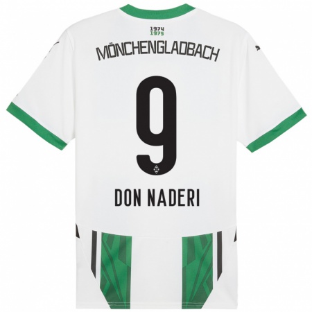 Kandiny Enfant Maillot Ryan Naderi #9 Blanc Vert Tenues Domicile 2024/25 T-Shirt