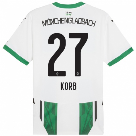 Kandiny Enfant Maillot Julian Korb #27 Blanc Vert Tenues Domicile 2024/25 T-Shirt