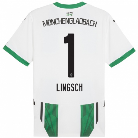 Kandiny Enfant Maillot Tina Lingsch #1 Blanc Vert Tenues Domicile 2024/25 T-Shirt